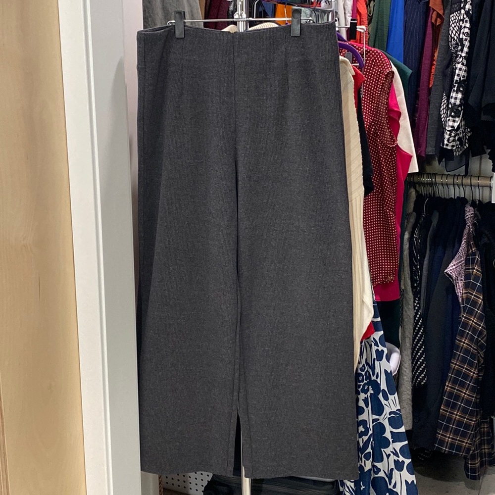 Grey wide leg sweater knit pants